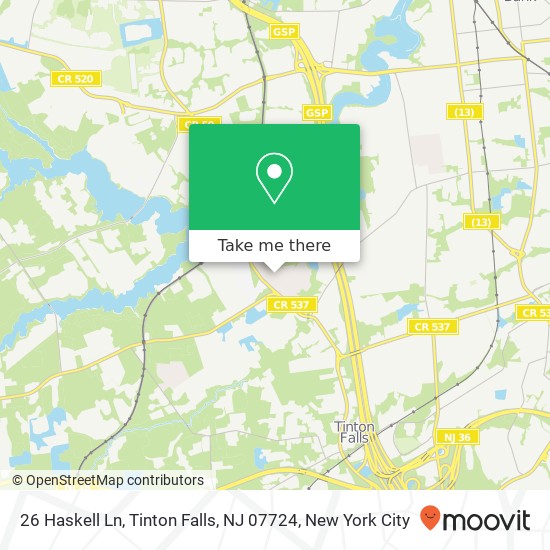 Mapa de 26 Haskell Ln, Tinton Falls, NJ 07724