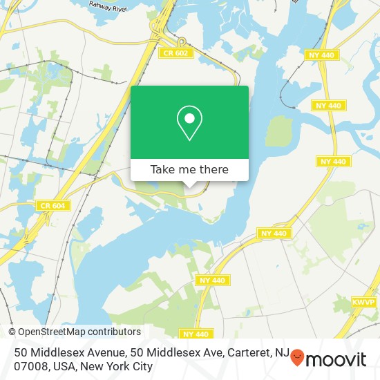 Mapa de 50 Middlesex Avenue, 50 Middlesex Ave, Carteret, NJ 07008, USA