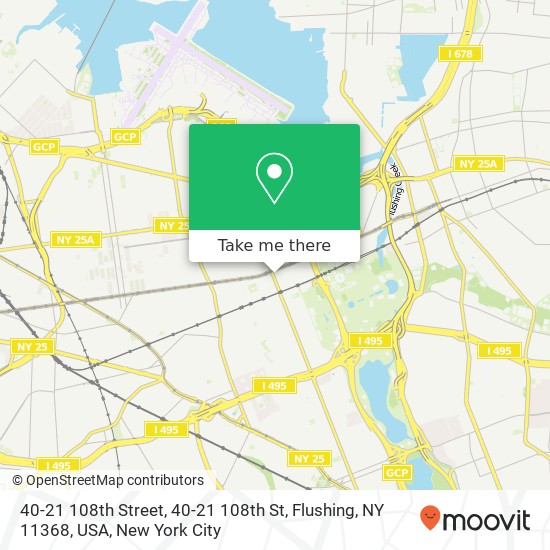 Mapa de 40-21 108th Street, 40-21 108th St, Flushing, NY 11368, USA