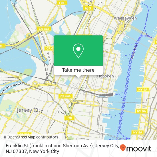 Mapa de Franklin St (franklin st and Sherman Ave), Jersey City, NJ 07307