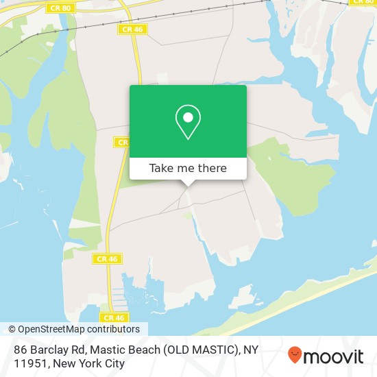 Mapa de 86 Barclay Rd, Mastic Beach (OLD MASTIC), NY 11951