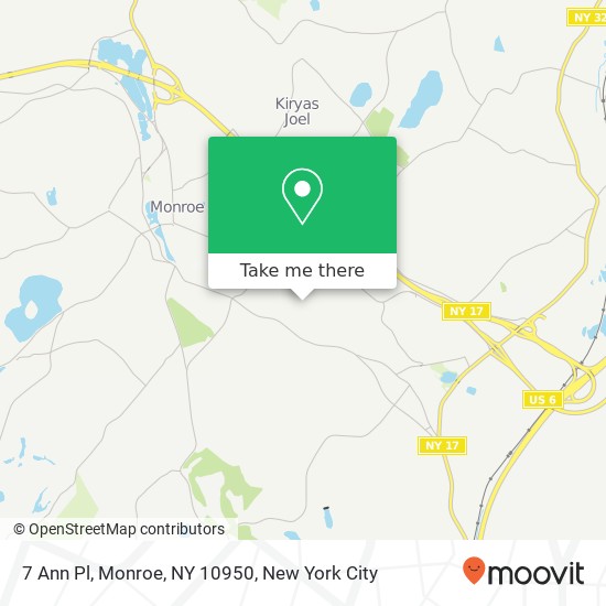 Mapa de 7 Ann Pl, Monroe, NY 10950