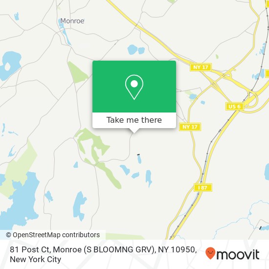 Mapa de 81 Post Ct, Monroe (S BLOOMNG GRV), NY 10950