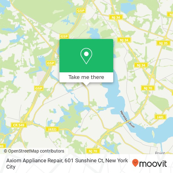 Axiom Appliance Repair, 601 Sunshine Ct map