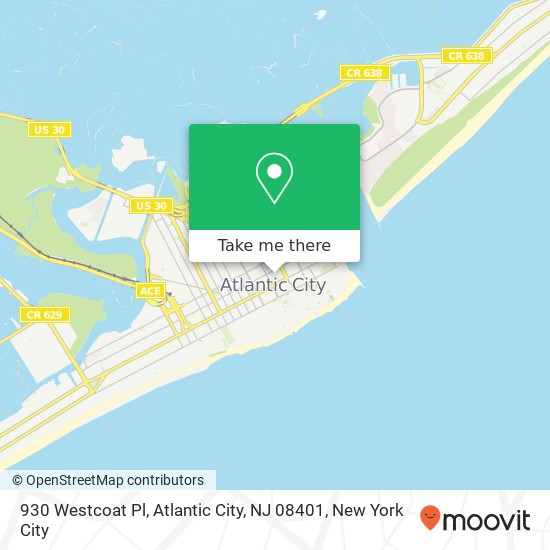 Mapa de 930 Westcoat Pl, Atlantic City, NJ 08401