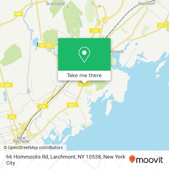 Mapa de 66 Hommocks Rd, Larchmont, NY 10538