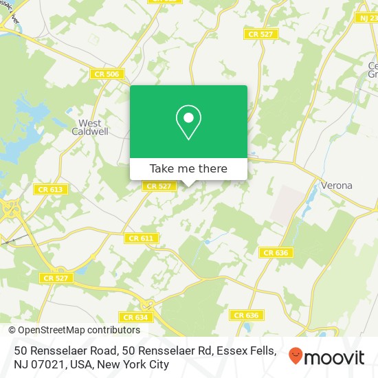 Mapa de 50 Rensselaer Road, 50 Rensselaer Rd, Essex Fells, NJ 07021, USA