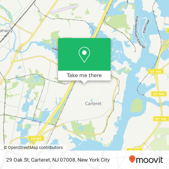 Mapa de 29 Oak St, Carteret, NJ 07008