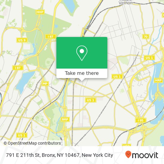 Mapa de 791 E 211th St, Bronx, NY 10467