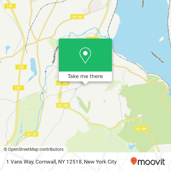 Mapa de 1 Vans Way, Cornwall, NY 12518
