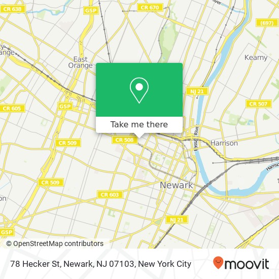Mapa de 78 Hecker St, Newark, NJ 07103