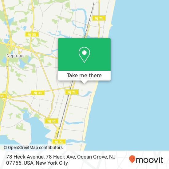 Mapa de 78 Heck Avenue, 78 Heck Ave, Ocean Grove, NJ 07756, USA