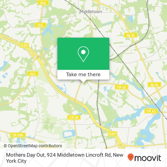Mapa de Mothers Day Out, 924 Middletown Lincroft Rd