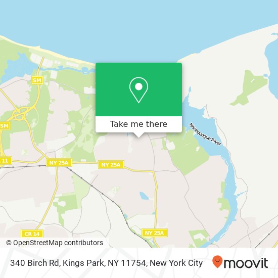 Mapa de 340 Birch Rd, Kings Park, NY 11754