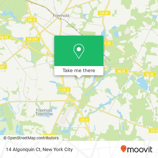Mapa de 14 Algonquin Ct, Freehold, NJ 07728
