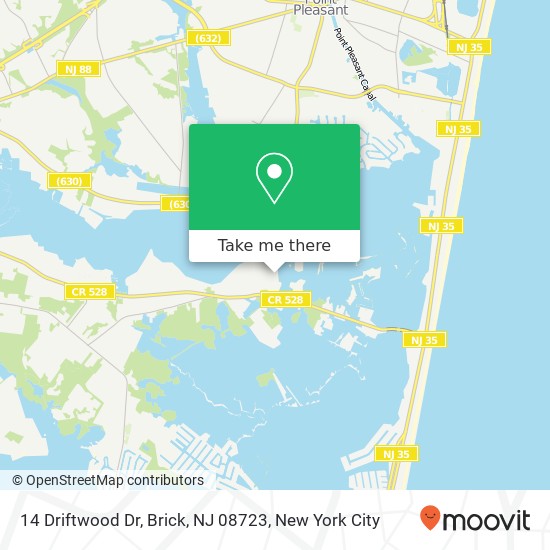 Mapa de 14 Driftwood Dr, Brick, NJ 08723