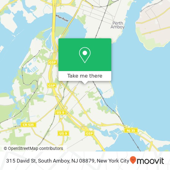 Mapa de 315 David St, South Amboy, NJ 08879