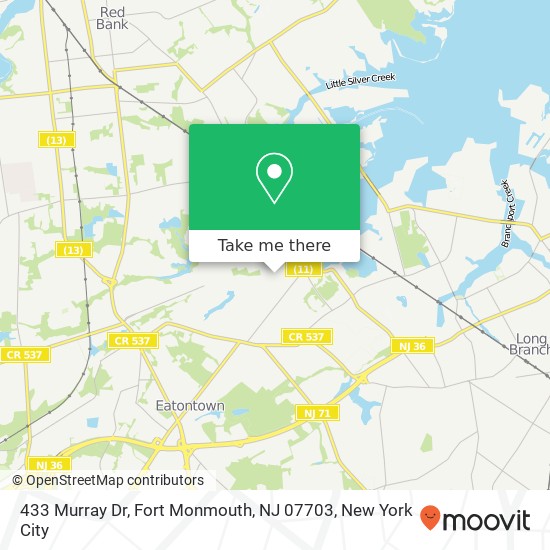 Mapa de 433 Murray Dr, Fort Monmouth, NJ 07703