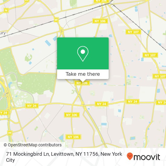 Mapa de 71 Mockingbird Ln, Levittown, NY 11756