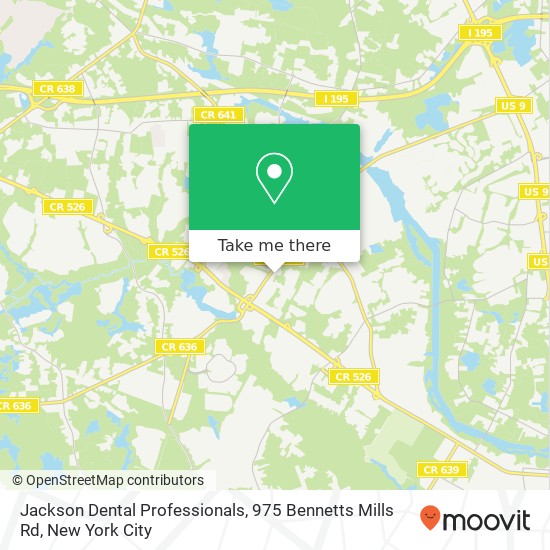 Mapa de Jackson Dental Professionals, 975 Bennetts Mills Rd