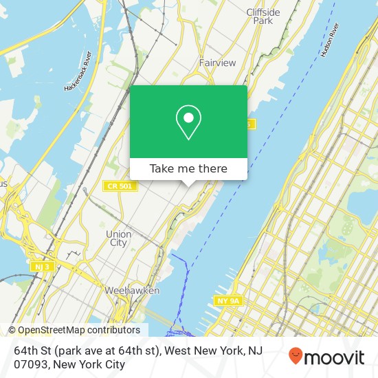 Mapa de 64th St (park ave at 64th st), West New York, NJ 07093