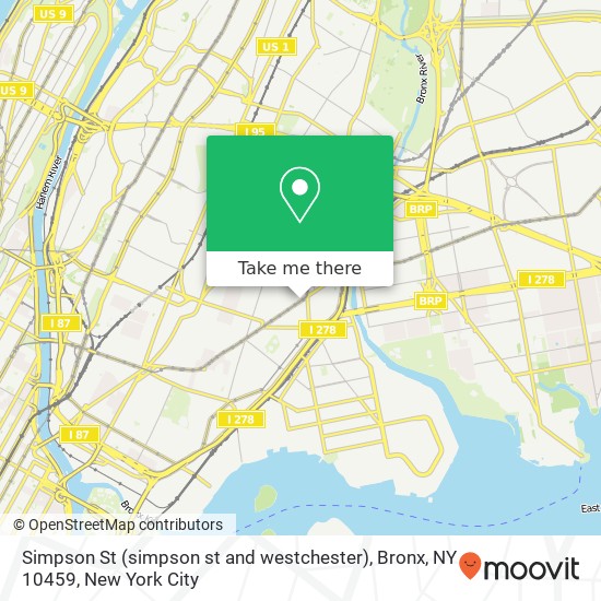 Mapa de Simpson St (simpson st and westchester), Bronx, NY 10459
