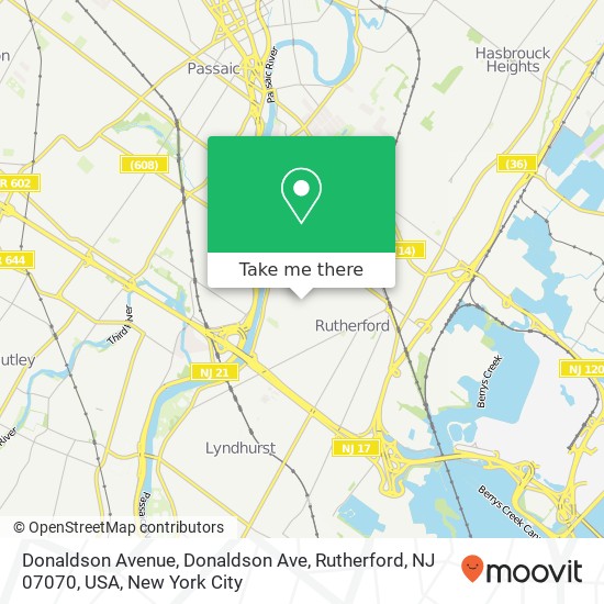 Mapa de Donaldson Avenue, Donaldson Ave, Rutherford, NJ 07070, USA