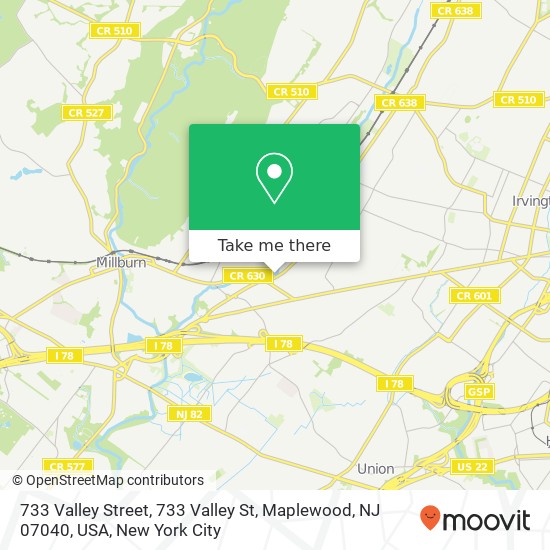 733 Valley Street, 733 Valley St, Maplewood, NJ 07040, USA map