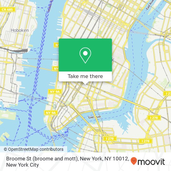 Broome St (broome and mott), New York, NY 10012 map