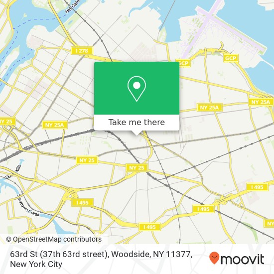 Mapa de 63rd St (37th 63rd street), Woodside, NY 11377