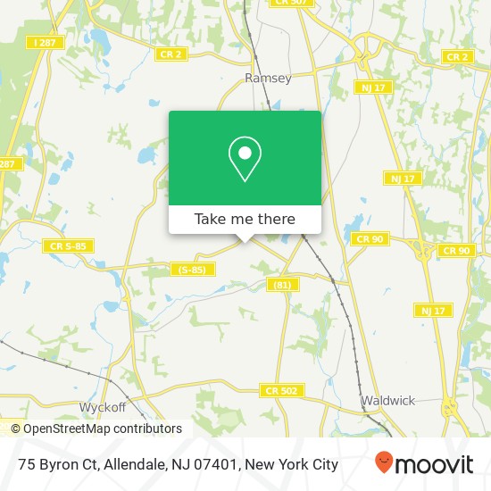 Mapa de 75 Byron Ct, Allendale, NJ 07401