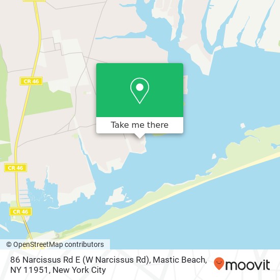 Mapa de 86 Narcissus Rd E (W Narcissus Rd), Mastic Beach, NY 11951
