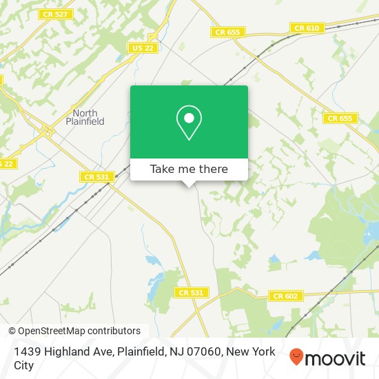 Mapa de 1439 Highland Ave, Plainfield, NJ 07060