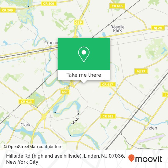 Hillside Rd (highland ave hillside), Linden, NJ 07036 map