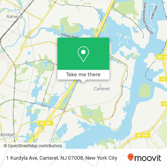 Mapa de 1 Kurdyla Ave, Carteret, NJ 07008