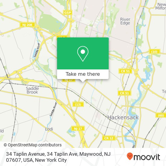 34 Taplin Avenue, 34 Taplin Ave, Maywood, NJ 07607, USA map