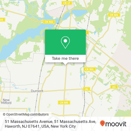 Mapa de 51 Massachusetts Avenue, 51 Massachusetts Ave, Haworth, NJ 07641, USA