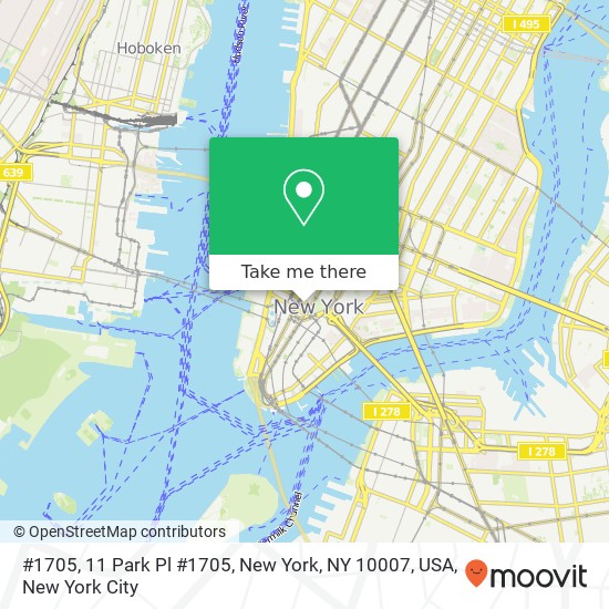 #1705, 11 Park Pl #1705, New York, NY 10007, USA map