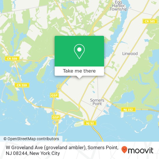 Mapa de W Groveland Ave (groveland ambler), Somers Point, NJ 08244