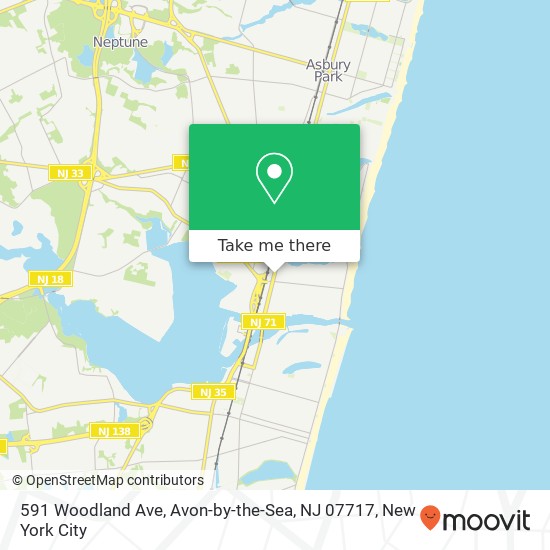 Mapa de 591 Woodland Ave, Avon-by-the-Sea, NJ 07717