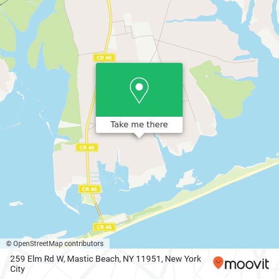 Mapa de 259 Elm Rd W, Mastic Beach, NY 11951