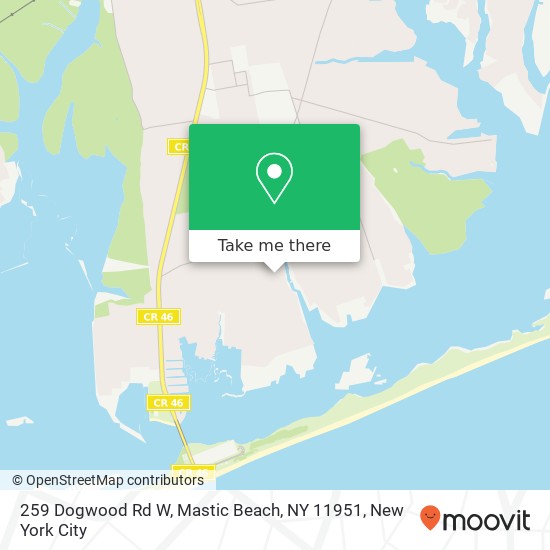 Mapa de 259 Dogwood Rd W, Mastic Beach, NY 11951