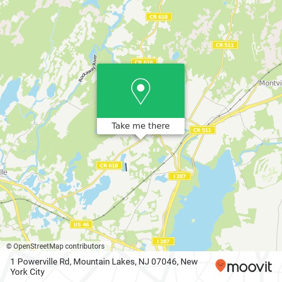 Mapa de 1 Powerville Rd, Mountain Lakes, NJ 07046