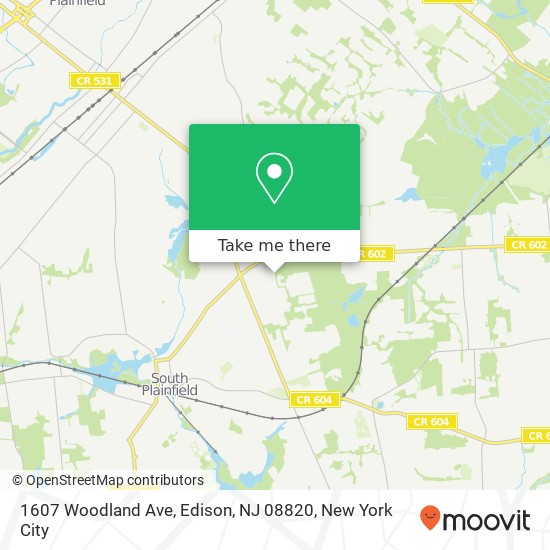 Mapa de 1607 Woodland Ave, Edison, NJ 08820