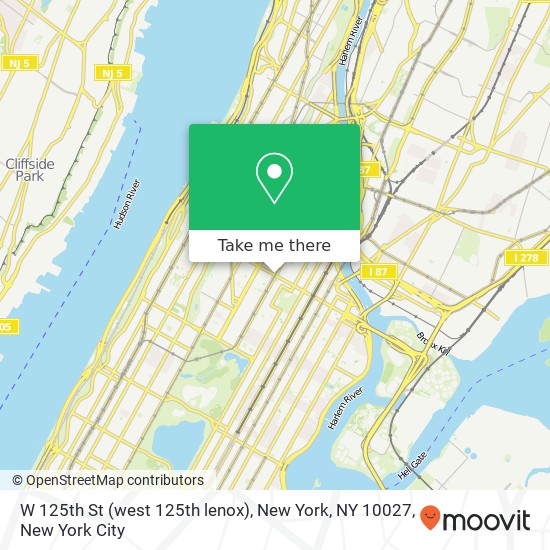 Mapa de W 125th St (west 125th lenox), New York, NY 10027