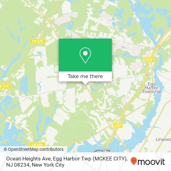 Mapa de Ocean Heights Ave, Egg Harbor Twp (MCKEE CITY), NJ 08234