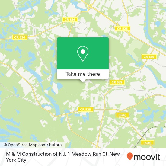 Mapa de M & M Construction of NJ, 1 Meadow Run Ct
