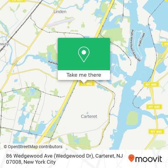 Mapa de 86 Wedgewood Ave (Wedgewood Dr), Carteret, NJ 07008