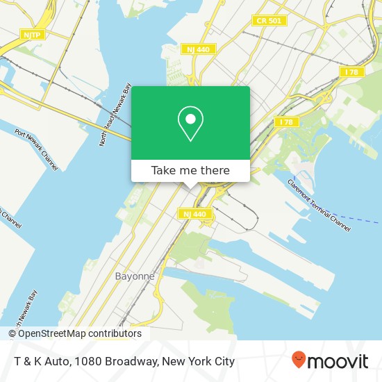 T & K Auto, 1080 Broadway map