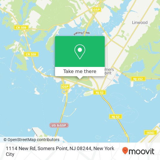 Mapa de 1114 New Rd, Somers Point, NJ 08244